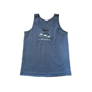 Yacht Club Tank Top Women Blue Aruba Dolphin Embroidered Souvenir SIZE Medium